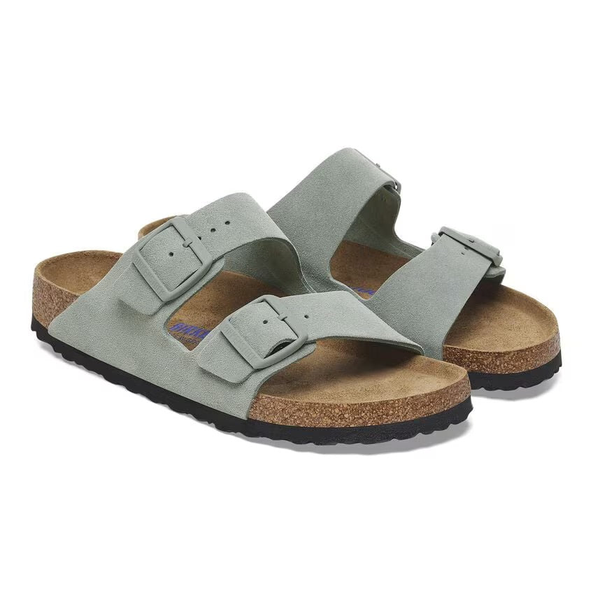 Birkenstock Arizona Sandals (Soft Footbed)- Pure Sage Tonal Suede