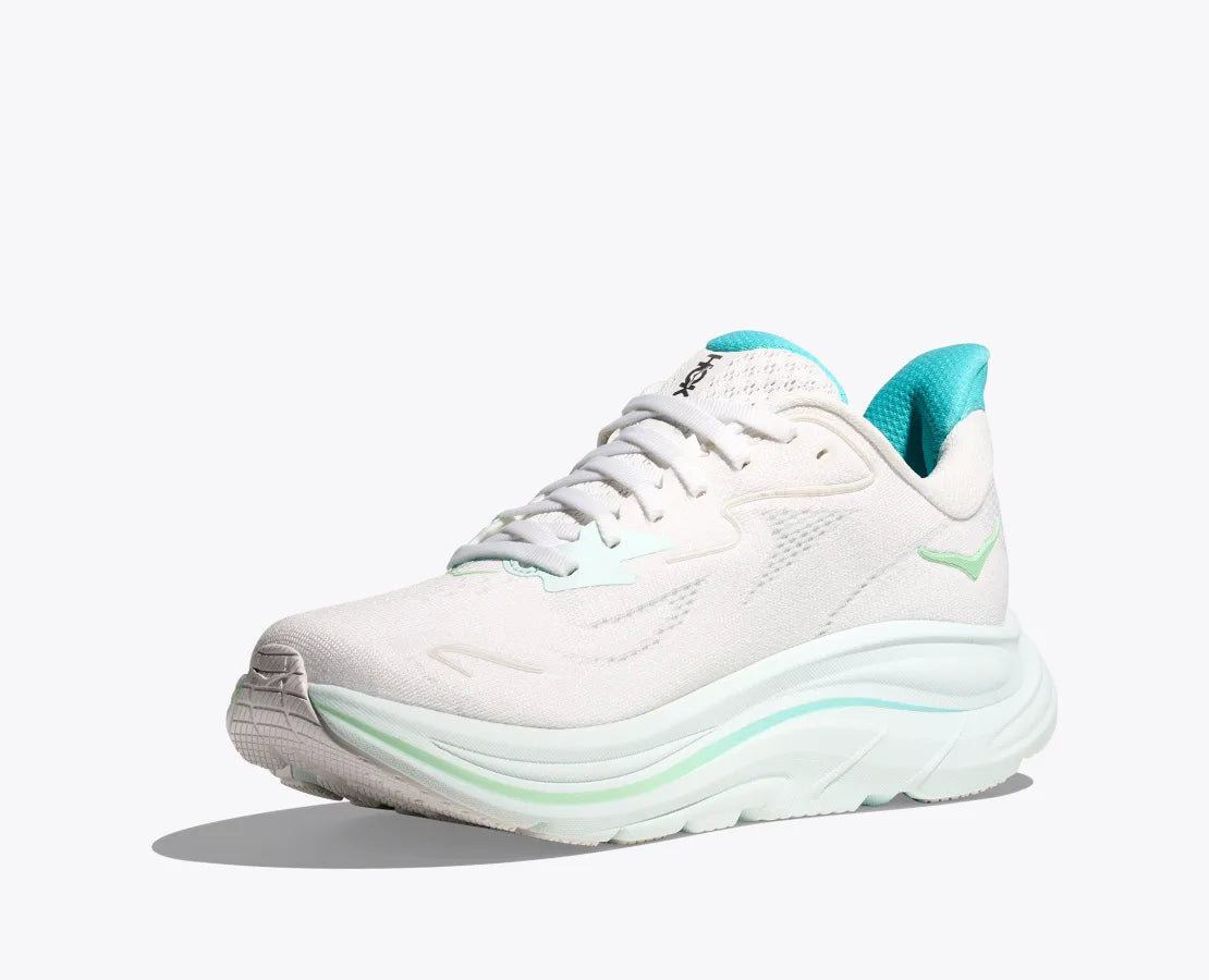 Hoka Men\'s Shoes Clifton 10 Running Shoes White Teal Size Size 9 D HOKA Men main image 4