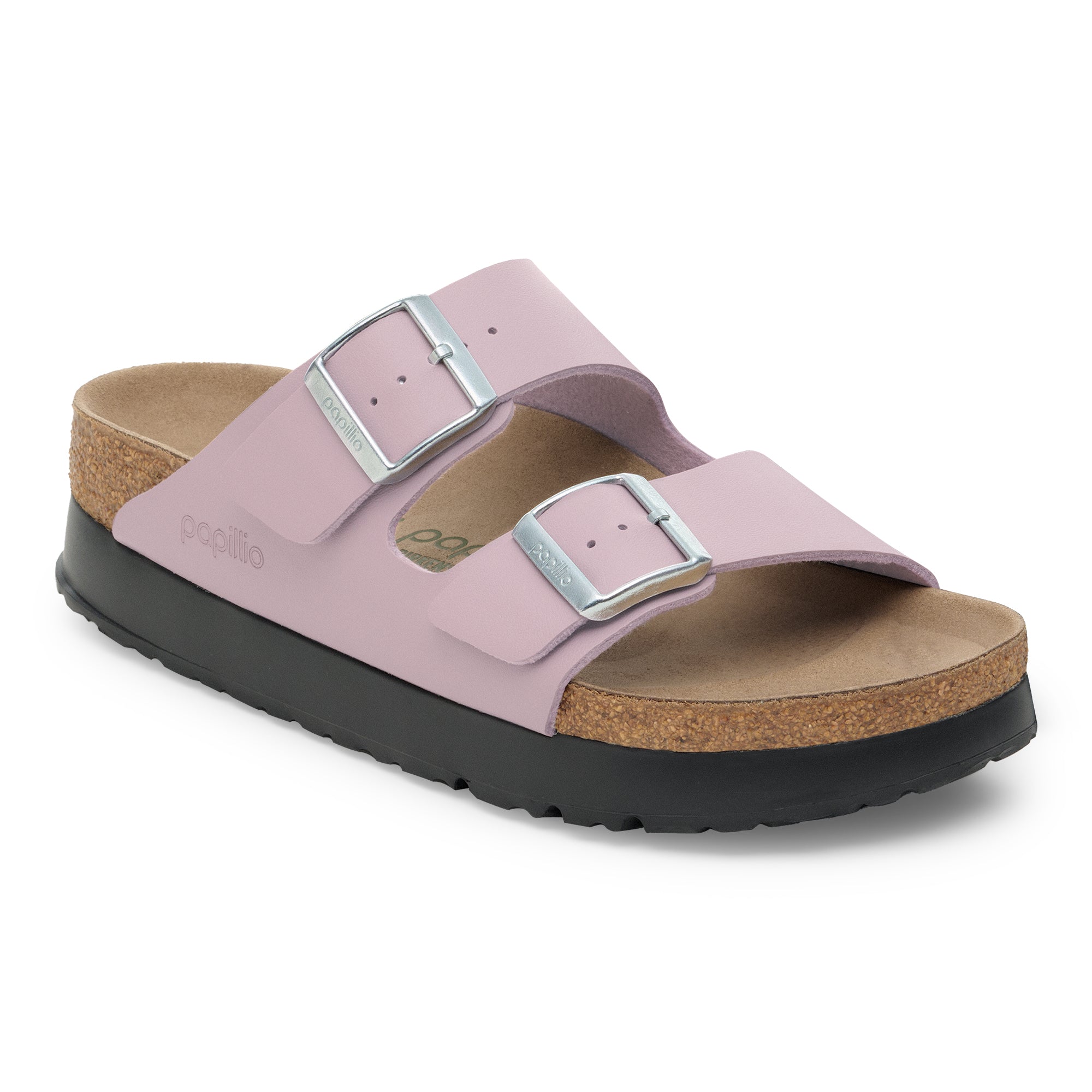 Birkenstock Black Footbed Sandal with Peach & Lavender Gradient Straps Birkenstock Arizona lavender oiled leather main image 3