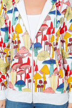 Whimsical Mushroom Fleece Zipper Hoodie: M