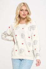 Hedgehog And Heart Print Sweatshirt: 1XL