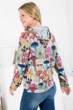 Whimsical Mushroom Print Hoodie with Pocket: MEDIUM