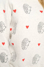 Hedgehog And Heart Print Sweatshirt: 1XL