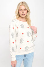 Hedgehog And Heart Print Sweatshirt: 1XL