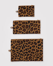 Set of three leopard print pouches