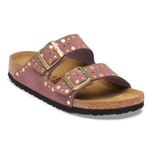 Pink sandal with gold buckle and cork sole