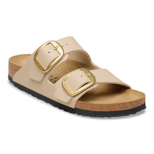 Beige synthetic sandal with gold buckles 