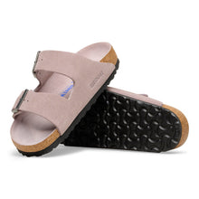 Pair of light purple sandals with cork sole