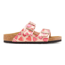Pink heart-patterned sandal with cork sole 