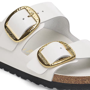 Birkenstock Arizona Hammered Buckle Sandal - High Shine Antique White