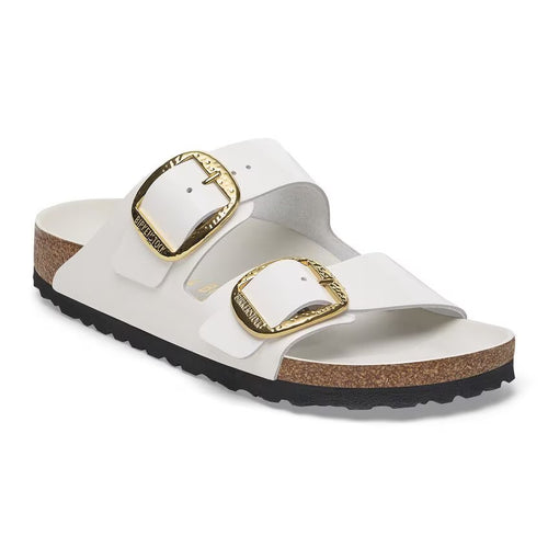 Birkenstock Arizona Hammered Buckle Sandal - High Shine Antique White
