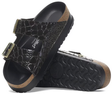 Birkenstock Arizona Platform Sandal - Embossed Croc Black