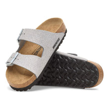 women's silver glitter two strap sandal