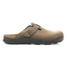 Light brown men's clog with a buckle
