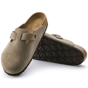 Birkenstock Boston Soft Footbed Clog - Narrow Taupe Suede