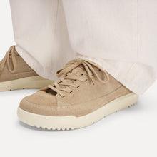 Birkenstock suede sneakers styled with white pants