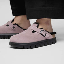 Birkenstock Women's Boston Chunky Shearling Clog - Faded Purple/Black