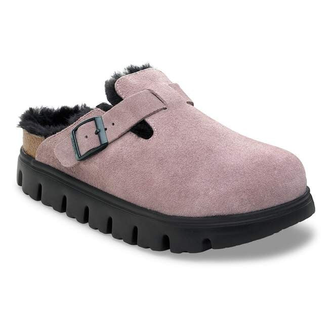 Birkenstock Women's Boston Chunky Shearling Clog - Faded Purple/Black