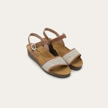Naot Cecile Sandal - Latte Brown Leather / Sand Raffia