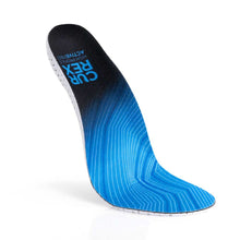 Blue and black shoe insert with 'Cur Rex' branding