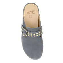 Women's Dansko blue suede clog with gold rivets