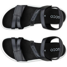 Womens Ecco Soft Sandal Black top view 