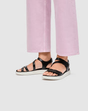 Womens Ecco Soft Sandal Black lifestyle photo on model 