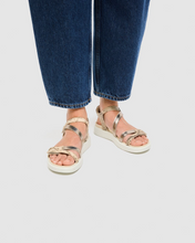 Ecco Soft Sandal - Python/Pure Cashmere Metallic Gold lifestyle image on model 