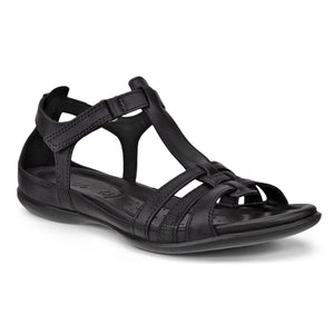 Ecco Flash T-Strap Sandal - Black/Black