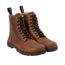 Minimal lace up boot wide toe box brown 
