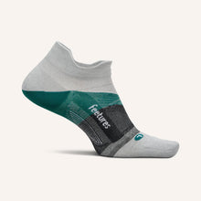 Gray ankle sock with green and black accents 