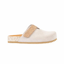 White slip on clog with cork strap