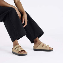 beige sandals with 3 straps 