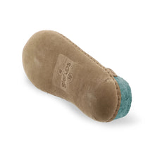 Brown suede sole of a wool clog