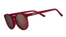 Red sunglasses with 'goodr' branding 
