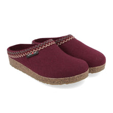 Boiled wool and cork house clog in bordo wine color 