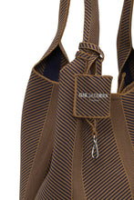 Brown striped bag with 'ILSE JACOBS' branding