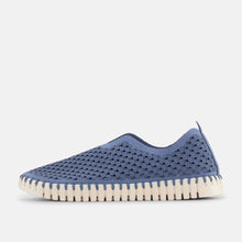 Blue slip-on shoe with textured sole 