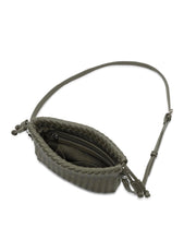 Green woven crossbody bag with a strap 