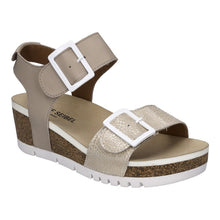 Creme and white wedge sandal
