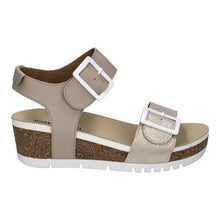 wedge with white buckle 