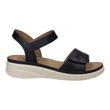 black leather sandal with velcro straps