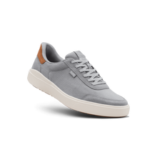 Gray sneaker with a brown accent