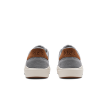 Gray sneakers with brown accents
