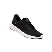 Black sneaker with white sole