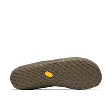 A Merrell barefoot-style training shoe in dark gray mesh with a brown textured grip Vibram sole 