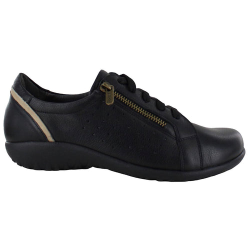 Naot Moko Lace Up Shoe - Soft Black Leather / Khaki Beige Leather