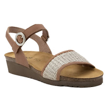 Naot Cecile Sandal - Latte Brown Leather / Sand Raffia