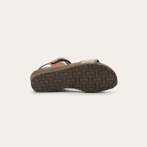 Naot Cecile Sandal - Latte Brown Leather / Sand Raffia
