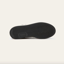 A black shoe sole with a wavy tread pattern